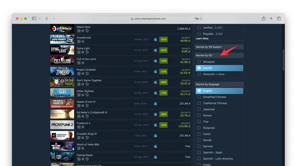 Check the Steam Library and Game Properties for Mac support – how to check Mac compatible games in Steam on Mac