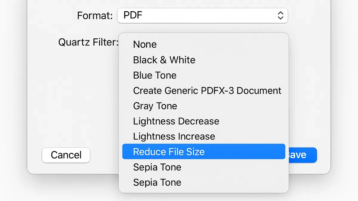 Use the Quartz Filter to compress your PDF manually – how to compress a PDF in Preview