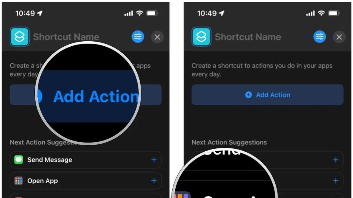 Add Your First Action to the Shortcut – how to create your first shortcut in Shortcuts app