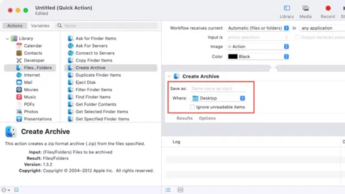 How to create a quick action: Building your first workflow – how to create a quick action in Automator