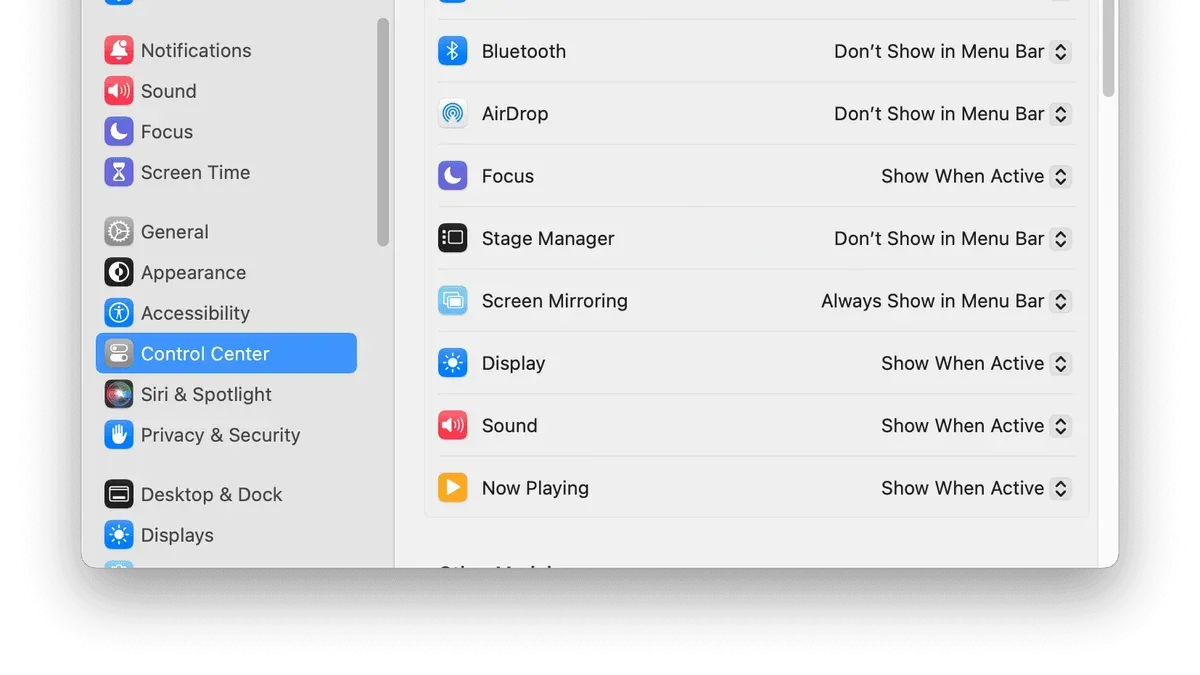 Control Center icon on Mac: how to customize its appearance and behavior – how to customize Control Center on Mac