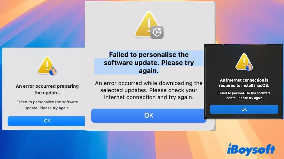 Troubleshoot Common Failure Points – failed to personalize the software update on Mac fix