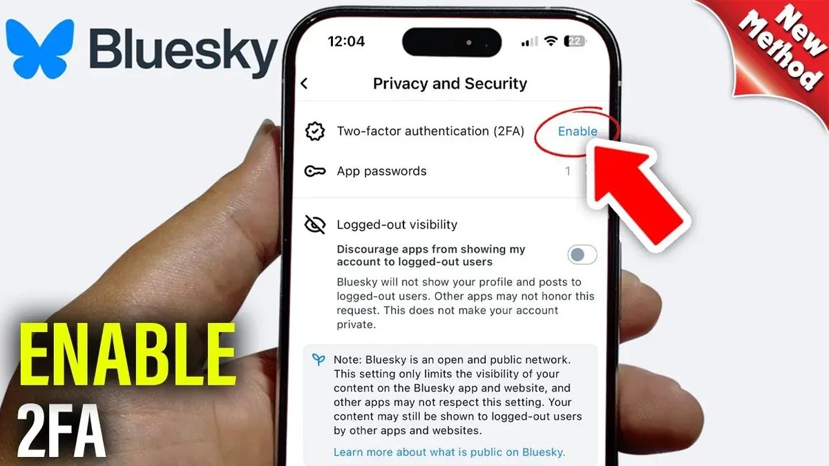 User entering Bluesky two-factor authentication code on smartphone