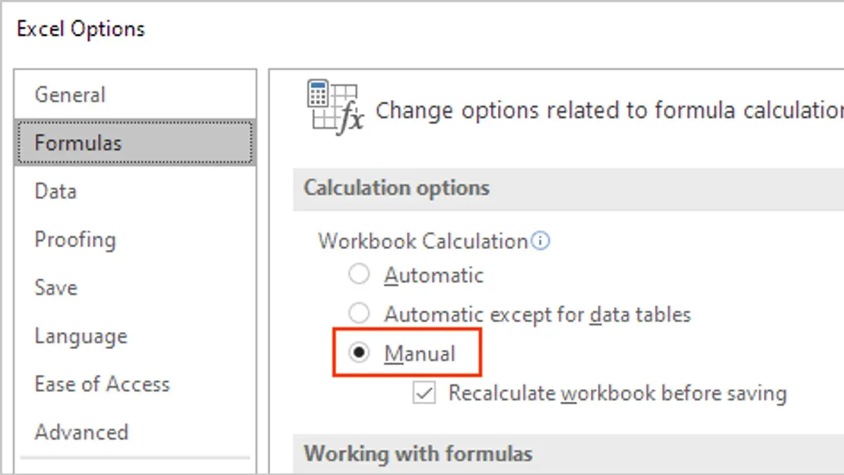 Turn off Manual Calculation Mode in Linked Workbooks – how to fix Excel formulas not updating on Mac
