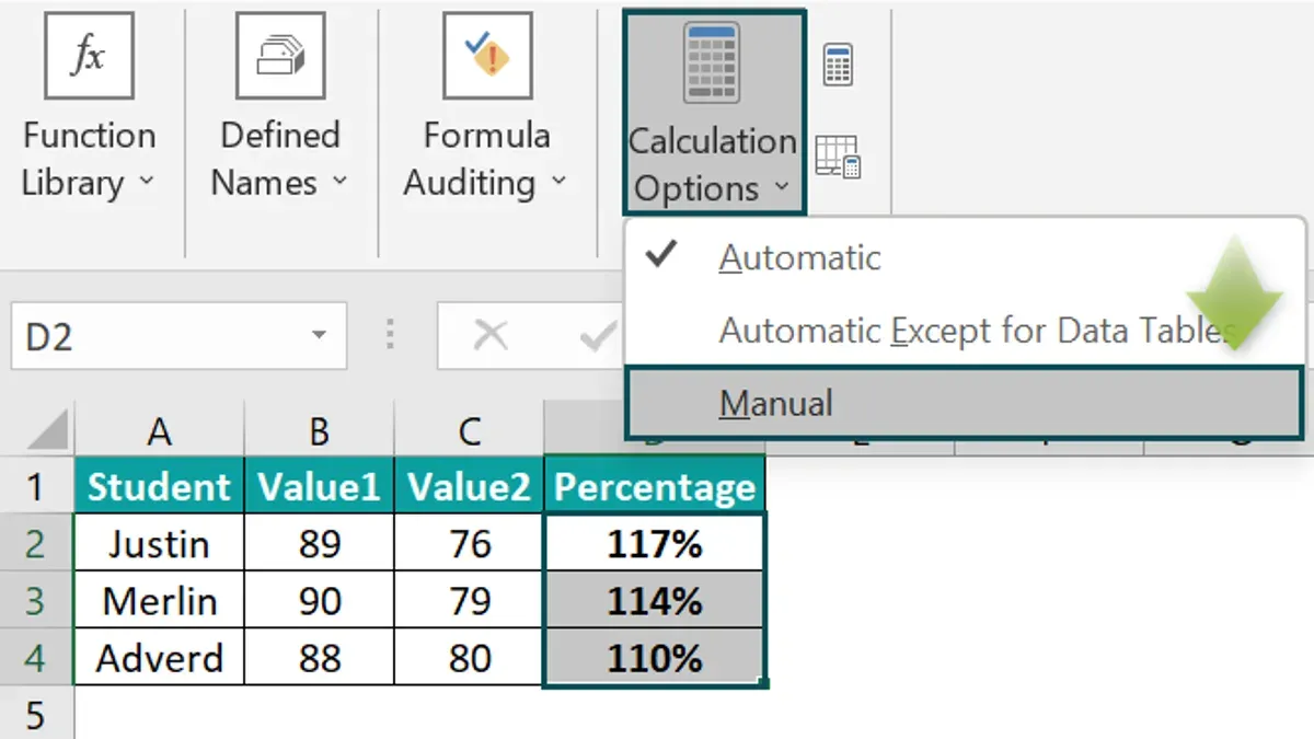 Use Excel’s Manual Recalculation as a Temporary Workaround – how to fix Excel formulas not updating on Mac