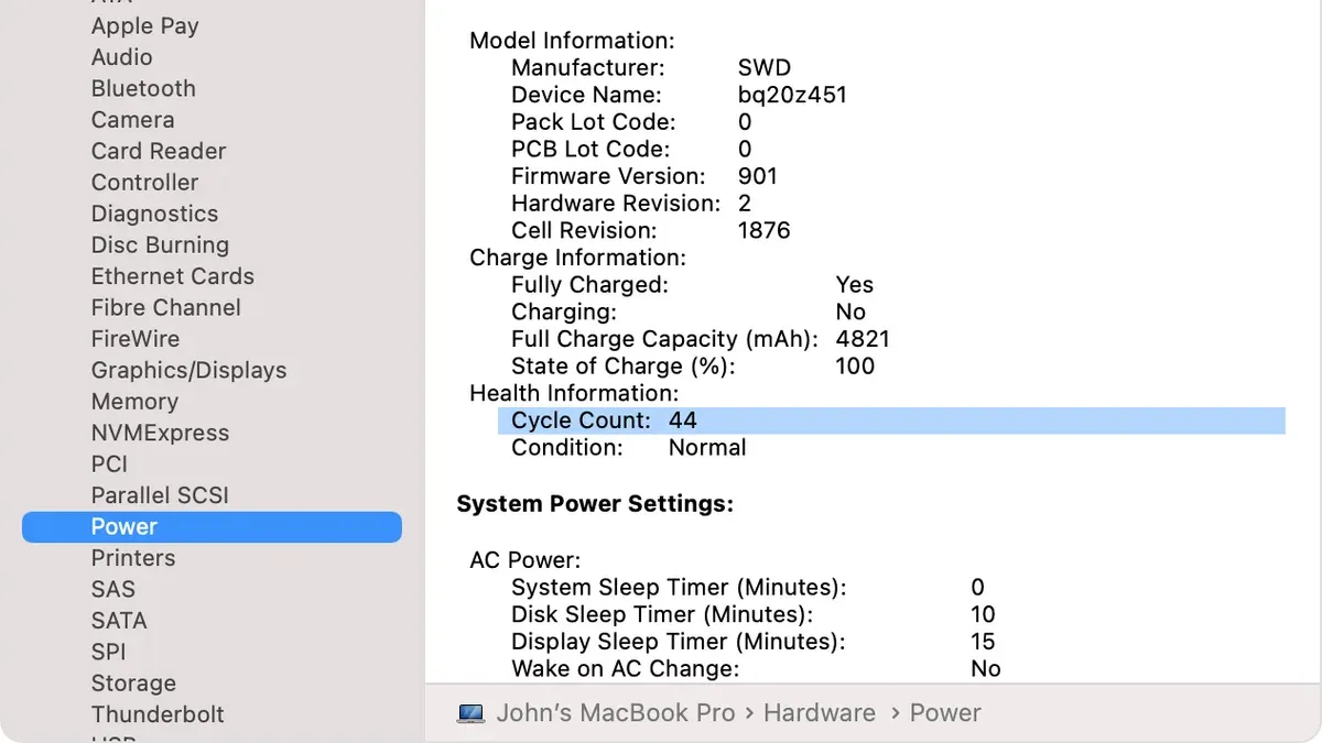 Check Hardware Health and Battery Condition – MacBook Pro M1 Pro lagging and freezing