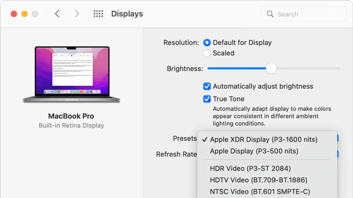 Check and Adjust Software Settings That May Cause Yellow Tint – MacBook Pro M1 Pro display yellow tint
