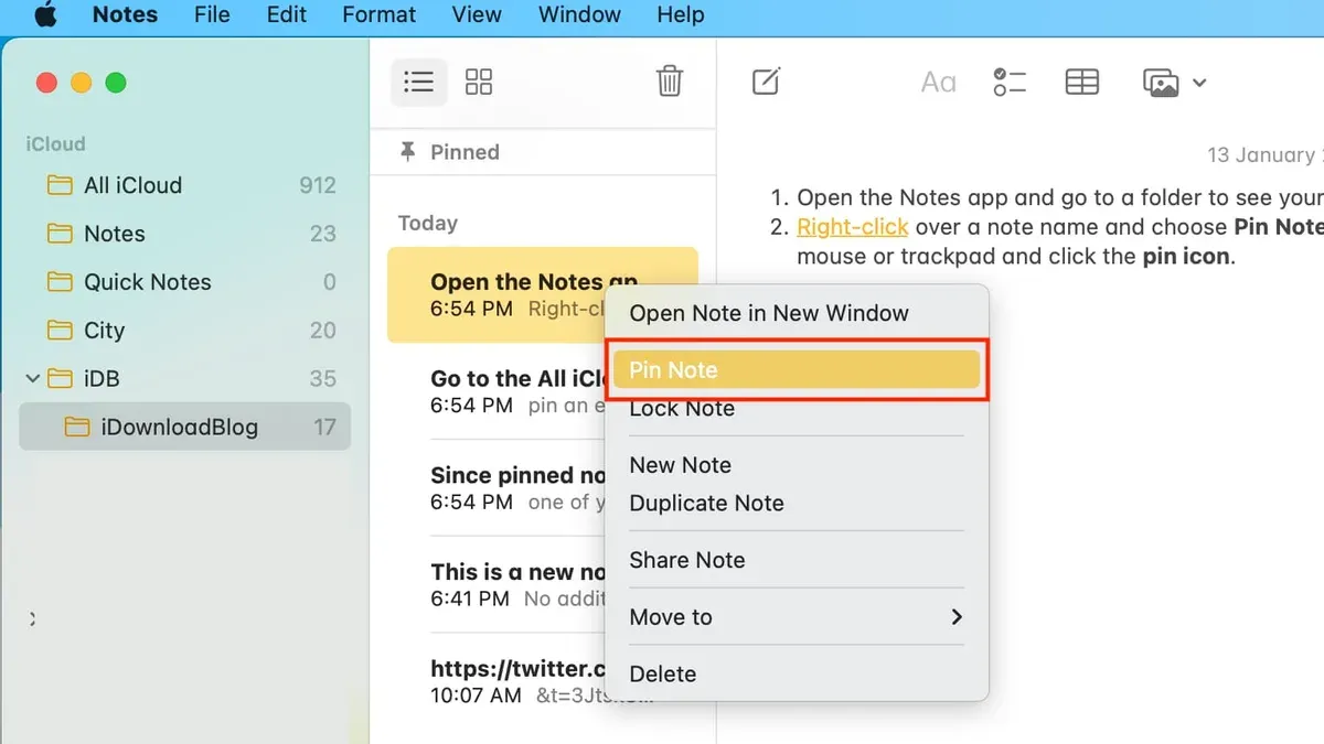 Troubleshoot common issues when pinning notes – how to pin a note in Notes app