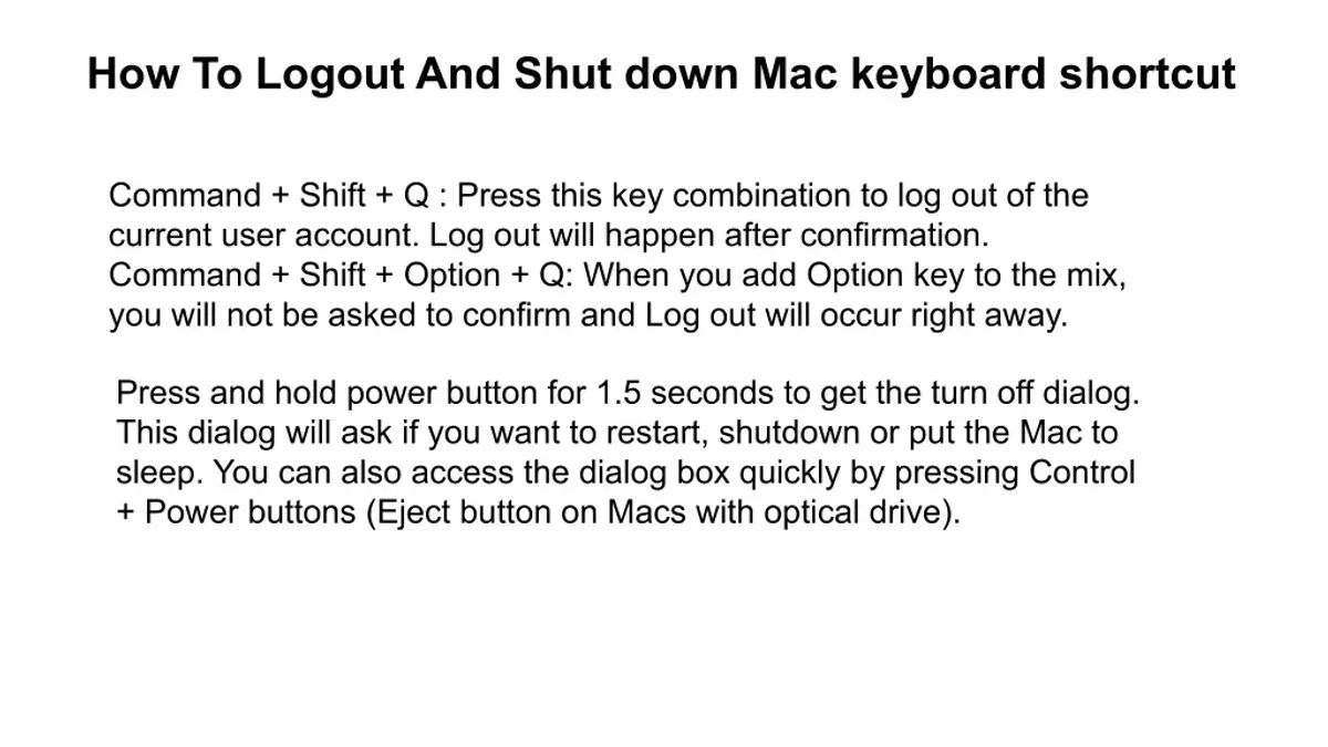 How to log out of a Mac using other shortcut keys or methods – Mac keyboard shortcut to log out instantly
