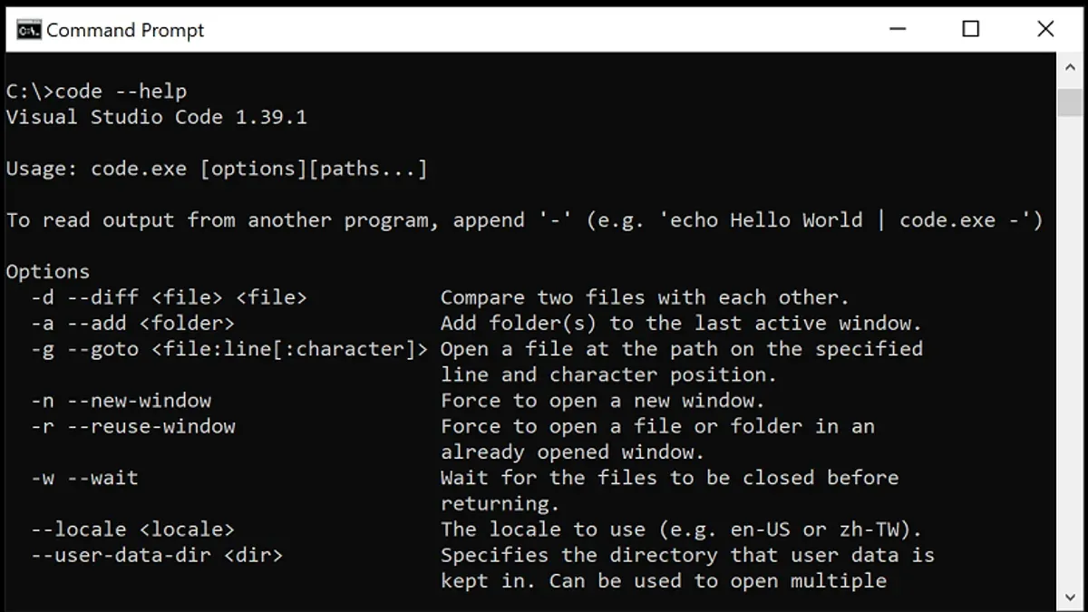 Using the 'code' command to open files and folders from the terminal – how to open from terminal with code command in VS Code