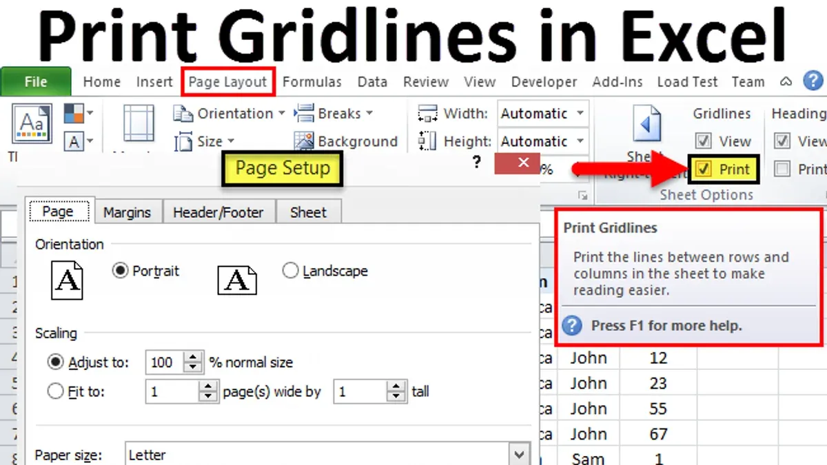 How to print with gridlines on Excel for Mac using Page Setup – how to print gridlines in Excel on Mac