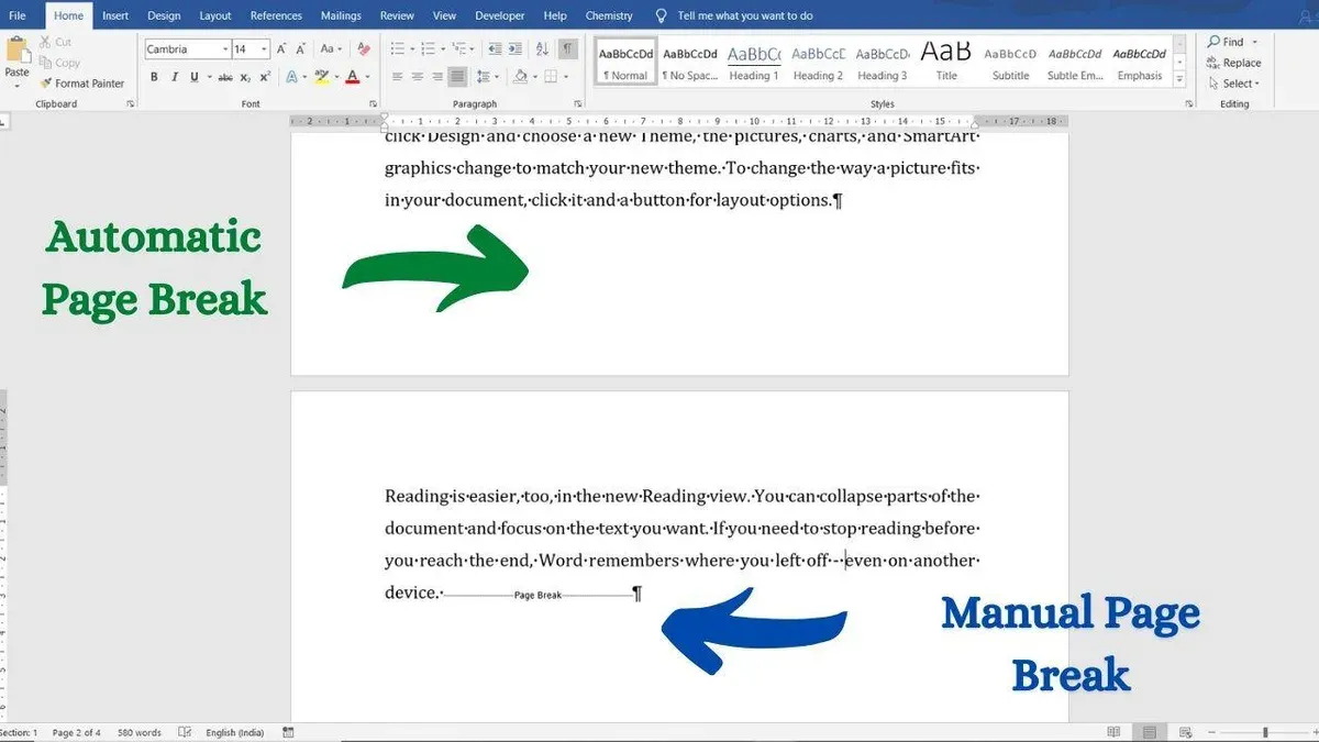Remove manual page breaks using the keyboard and menu options – how to remove a page break in Microsoft Word on Mac