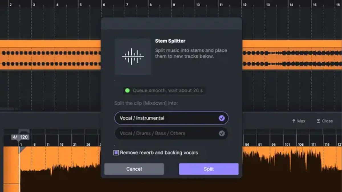 Adjust Stem Splitter Parameters to Isolate Desired Stems – how to split stems with Stem Splitter in Logic Pro