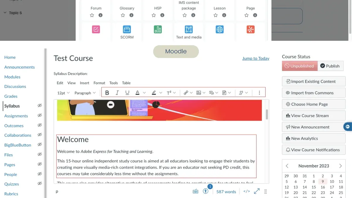 How to edit Moodle – switching from Canvas to Moodle