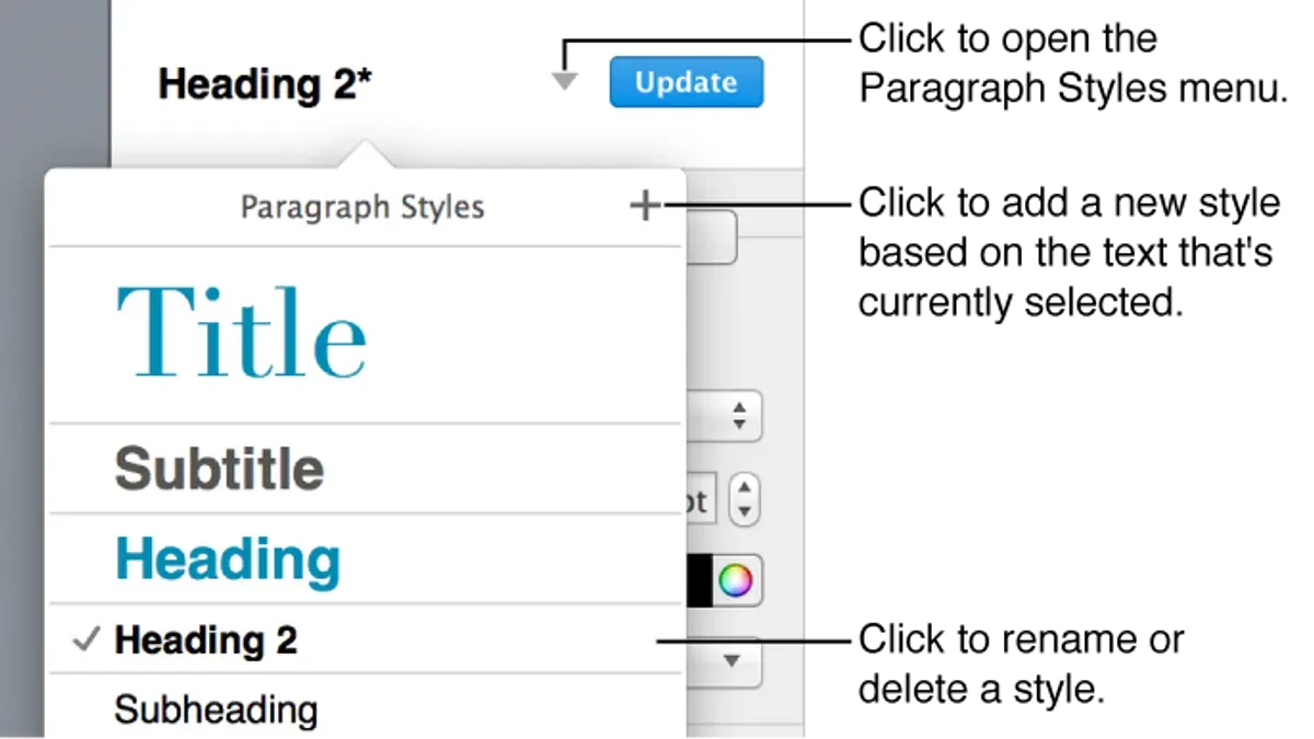Apply paragraph styles to text in your document – how to use paragraph styles in Pages