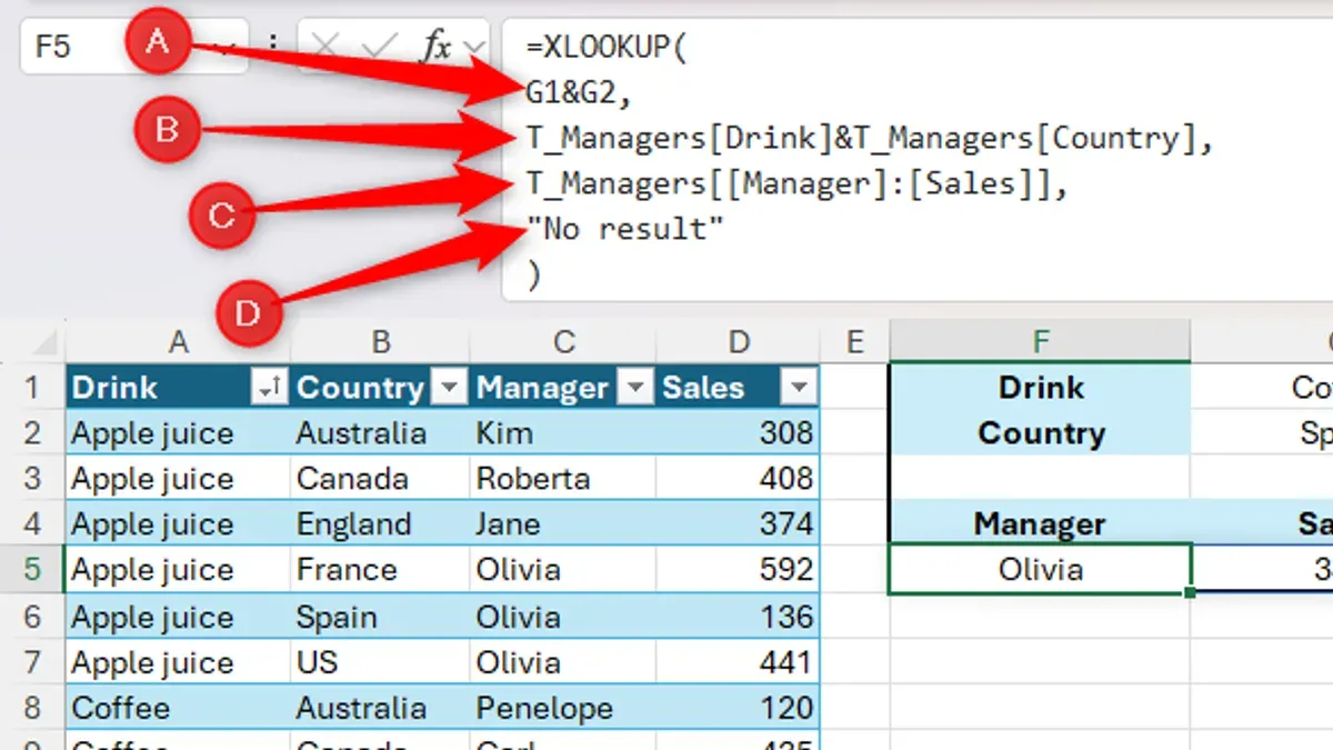 How to use XLOOKUP with numbers and text together – how to use XLOOKUP in Numbers