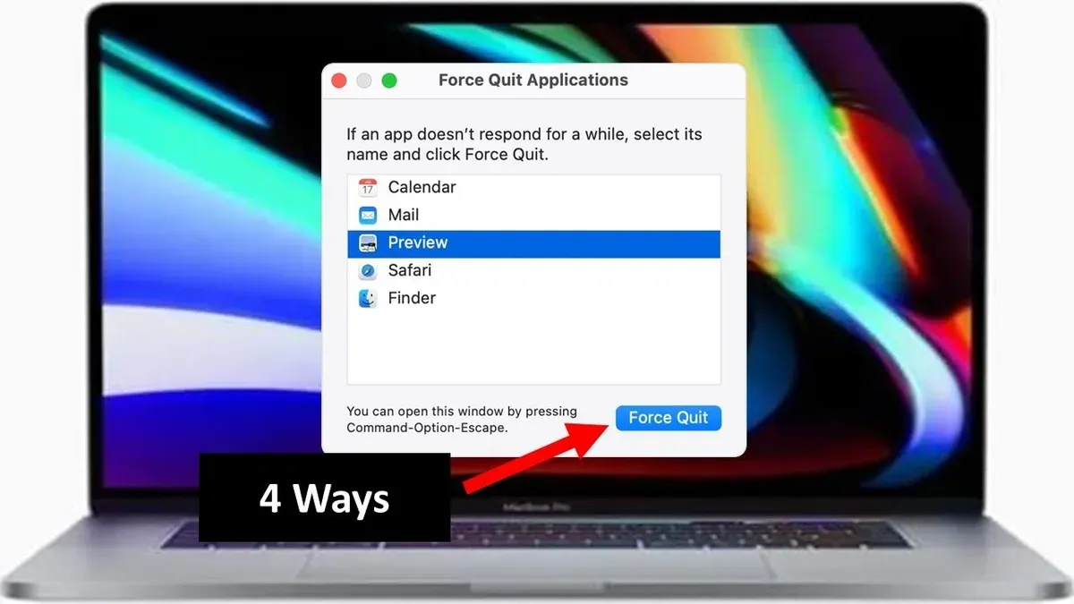 How to force quit on MacBook Pro M1 Pro with macOS on screen
