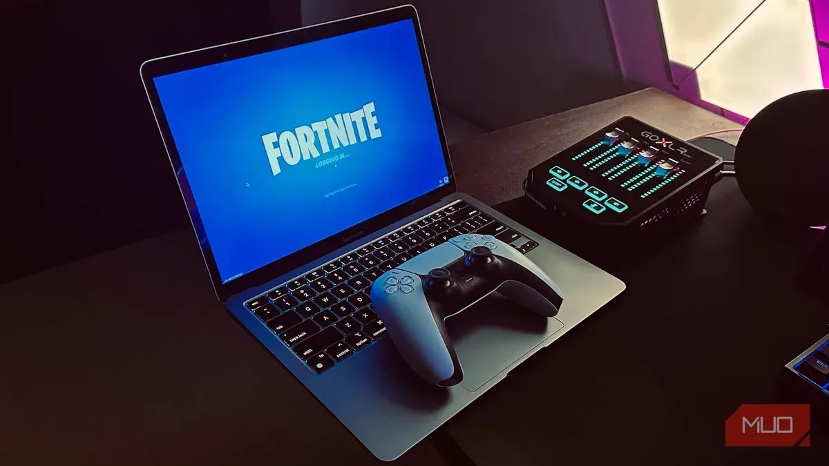 MacBook Air M3 displaying Fortnite gameplay, showing if it can run Fortnite smoothly