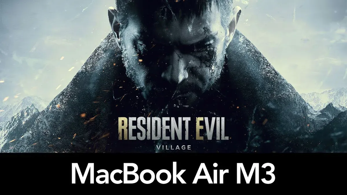 MacBook Air M3 running Resident Evil Village game with smooth performance
