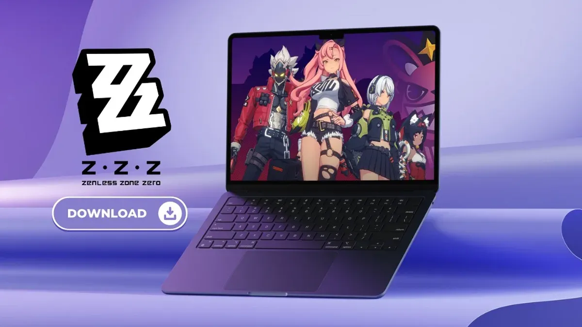 MacBook Air M3 running Zenless Zone Zero game showing performance and graphics