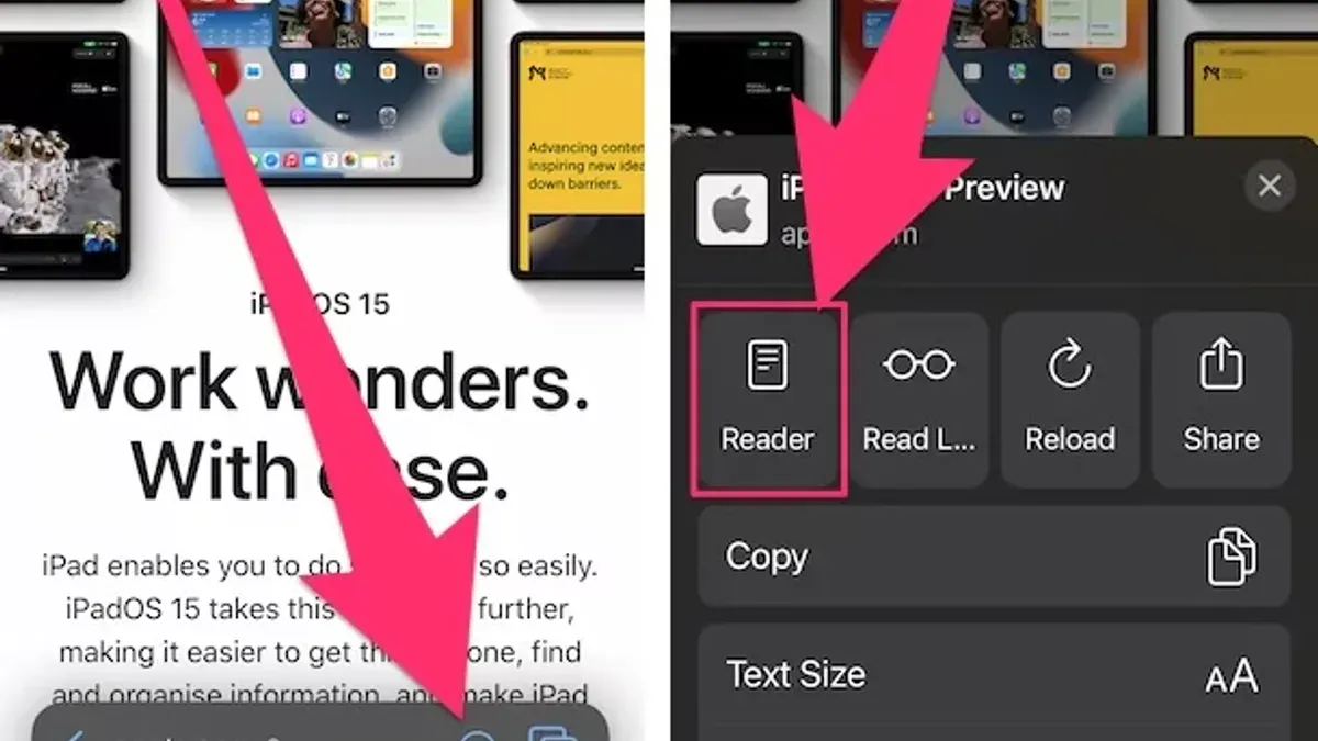 Person using Safari Reader mode on MacBook for cleaner reading