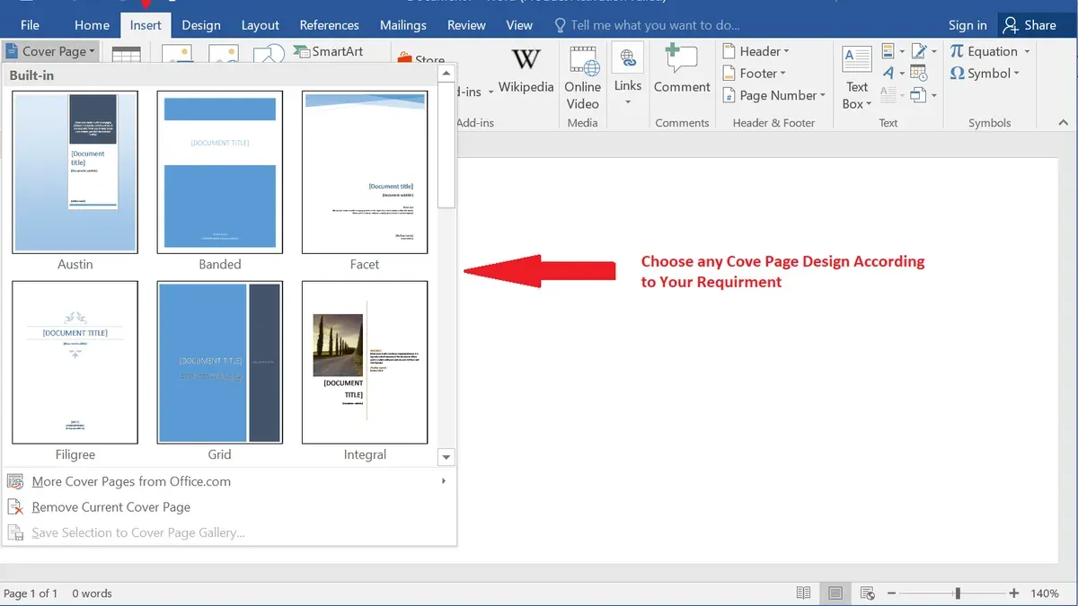 How to add a cover page in Pages shown on a laptop screen with design elements