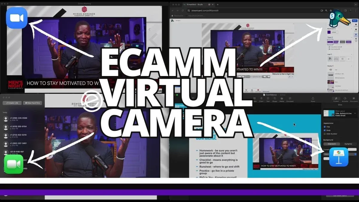 How to add live camera video in Keynote shown on laptop during presentation