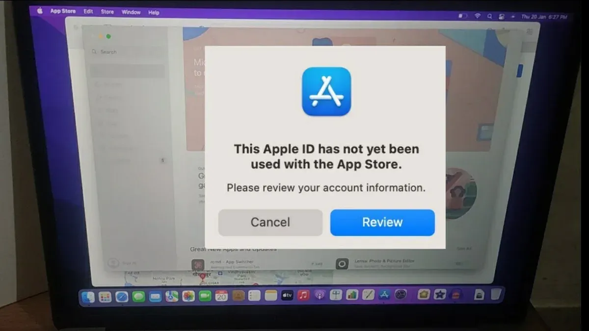 Mac showing the ‘this Apple ID has not yet been used in the iTunes Store on Mac fix’ error message on screen