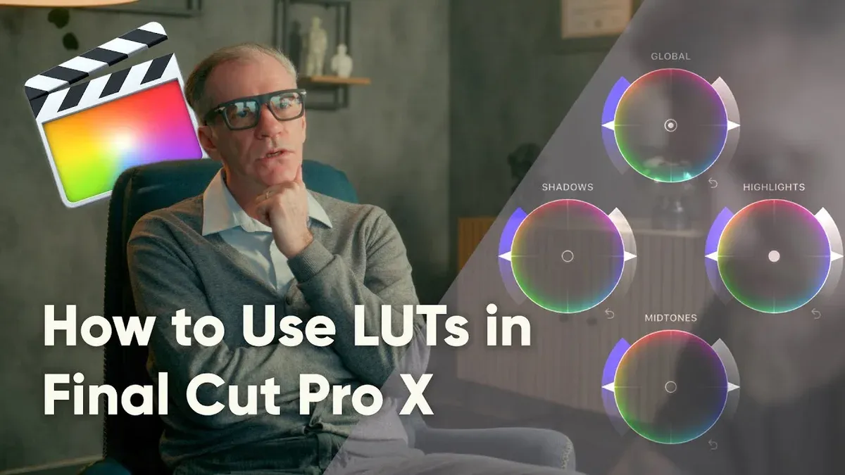 Person applying LUTs in Final Cut Pro on a laptop for color grading