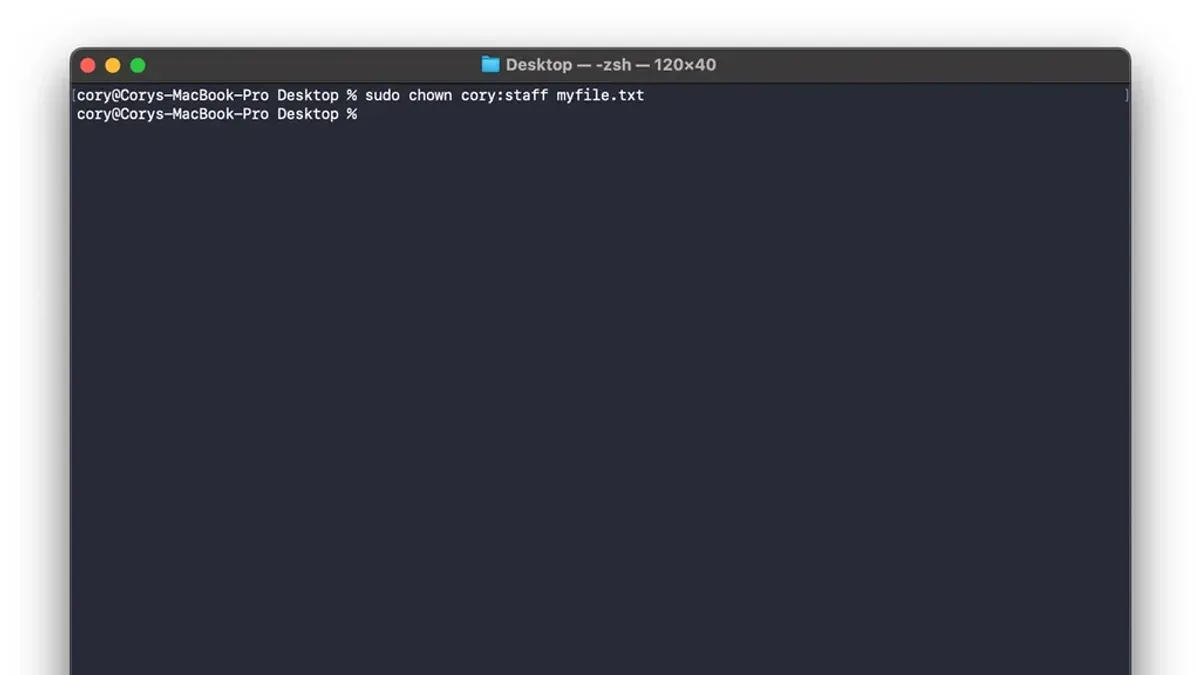 Mac Terminal window displaying how to change file permissions with chmod in Mac Terminal