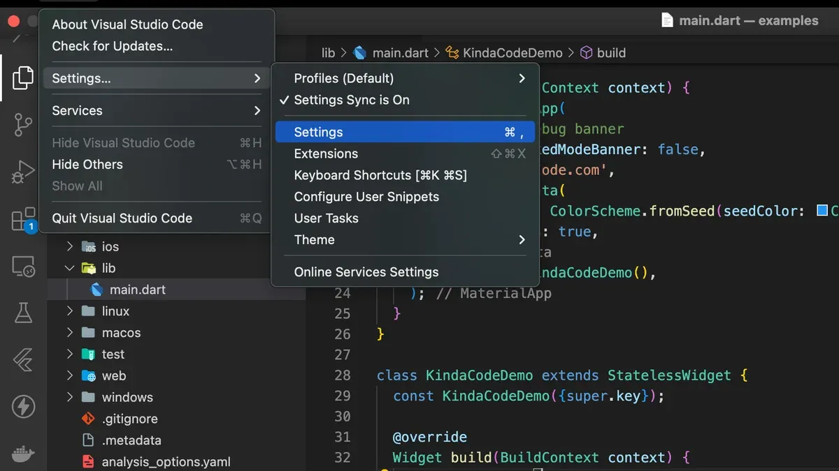 How to change font size in VS Code on Mac shown on MacBook screen