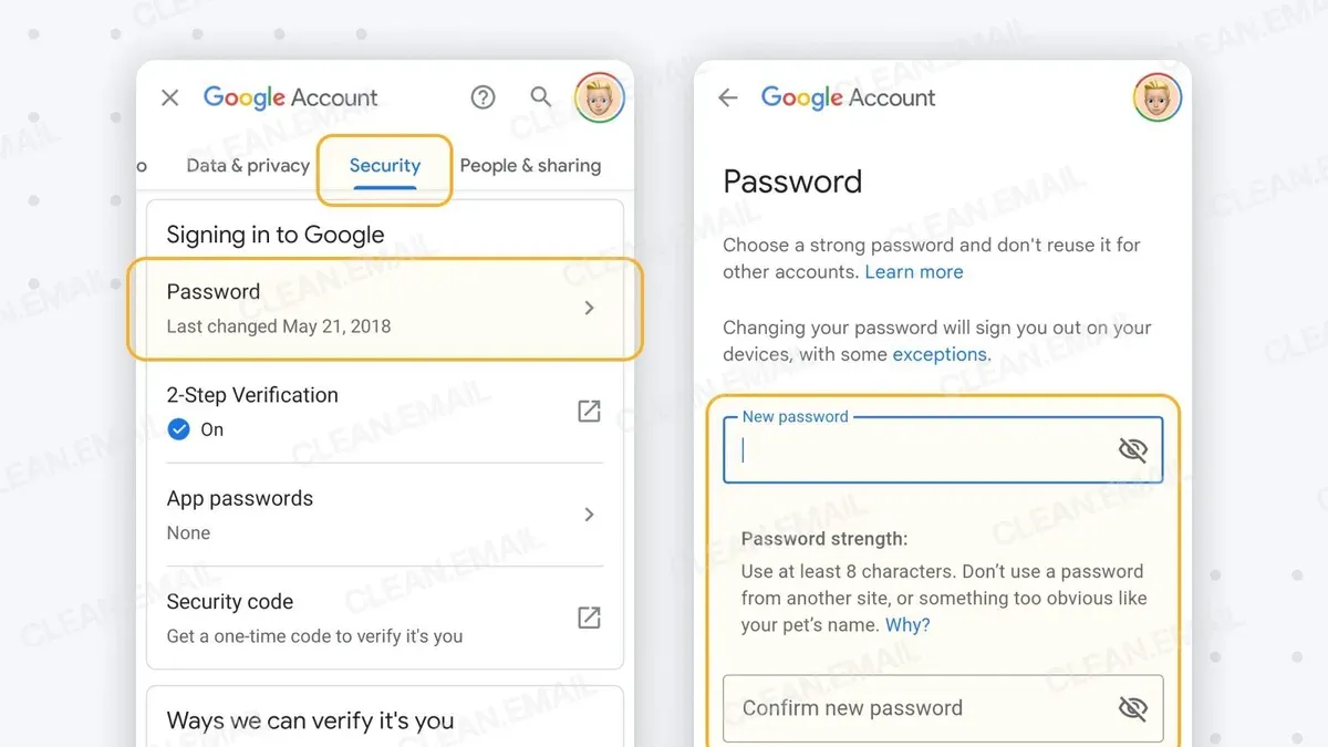 Person changing Gmail password on smartphone across devices