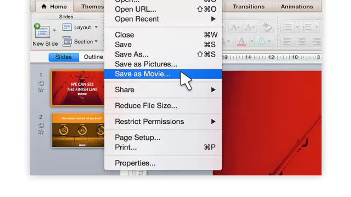 How to convert to video in PowerPoint on Mac shown on a MacBook screen