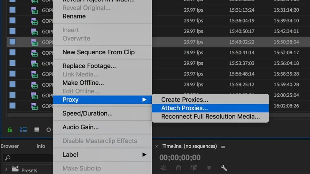 How to create proxies in Premiere Pro on Mac displayed on a laptop screen
