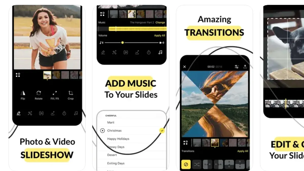 User creating a slideshow with music in the Photos app on an iPhone