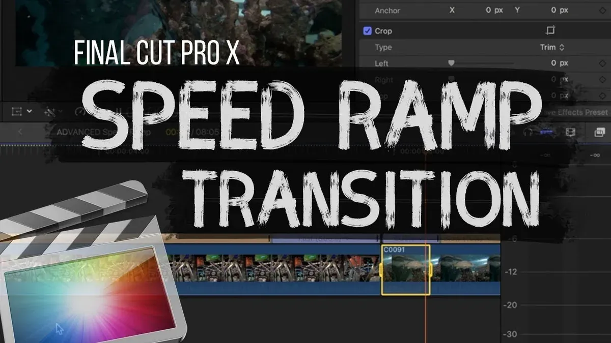 Video editor creating speed ramps in Final Cut Pro on a Mac computer