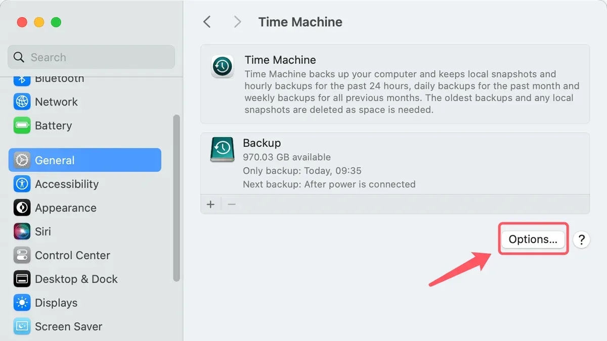 Deleting old backups in Time Machine on a MacBook with external backup disk