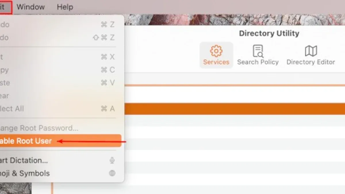 How to enable root user on Mac displayed on a MacBook screen in system settings
