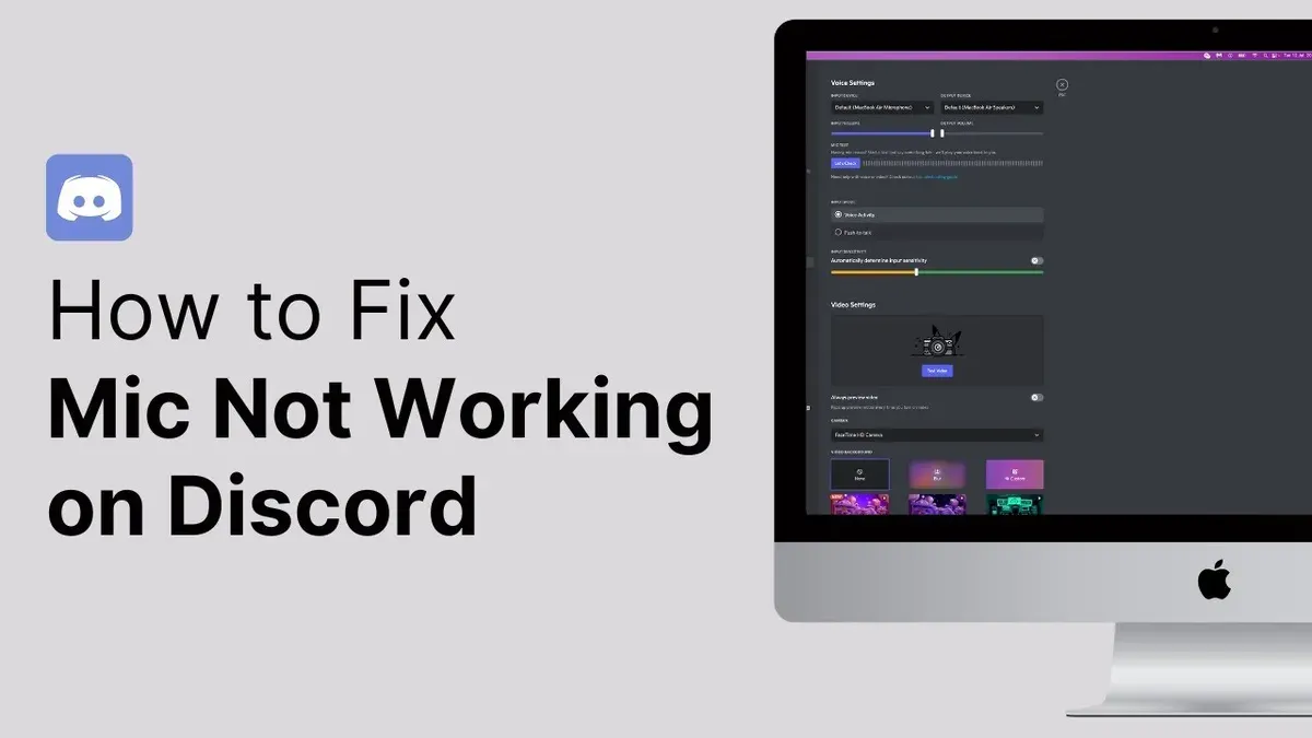 Person fixing Discord mic not working on Mac with laptop and microphone