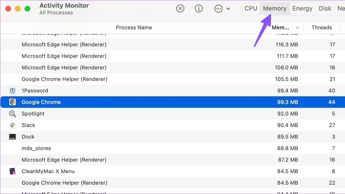 MacBook screen displaying Google Chrome and Activity Monitor to fix high memory usage on Mac