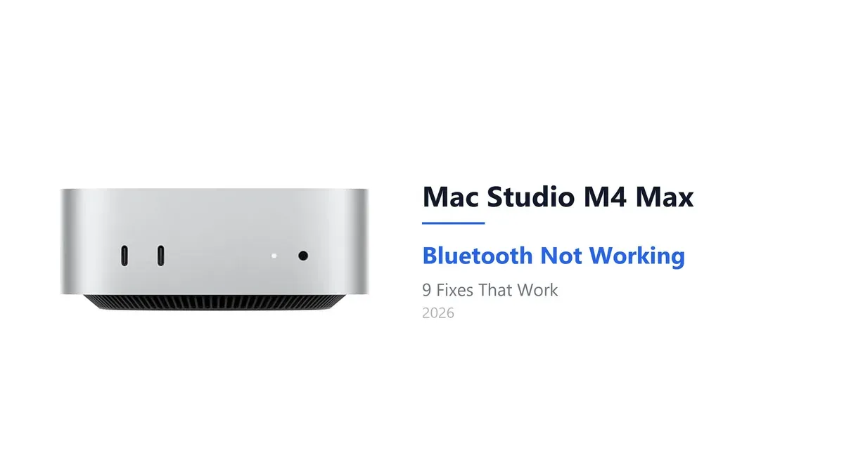 Person fixing Mac Studio M4 Max Bluetooth problems with laptop and wireless devices