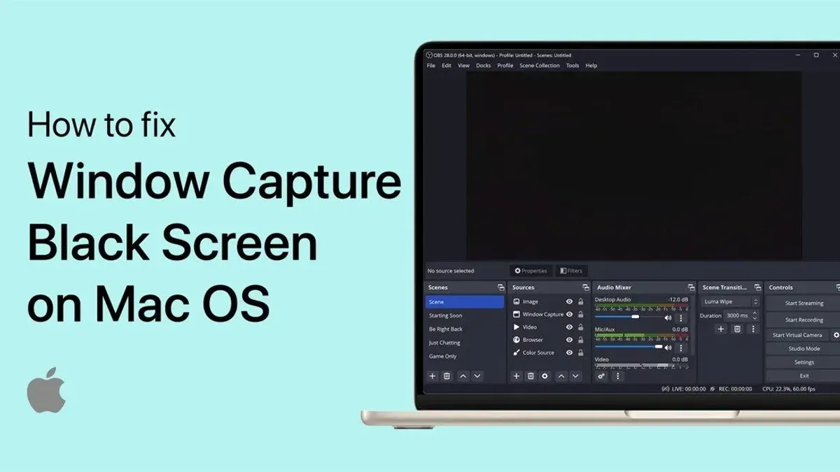 Fixing OBS Studio black screen capture on Mac with system settings open