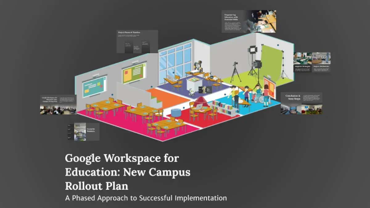 Elementary teacher guiding students on Google Classroom rollout plan for elementary teachers