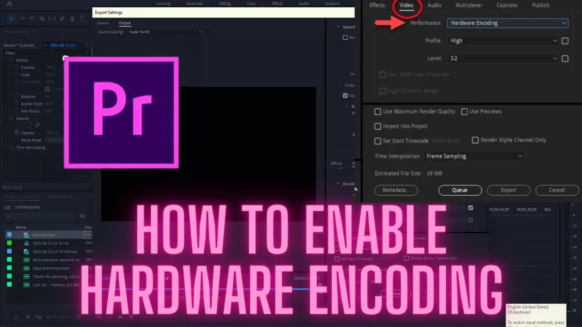 How to use hardware encoding in Premiere Pro on Mac export settings screen