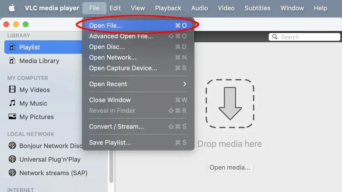 MacBook screen showing how to open.flv file on Mac with media player