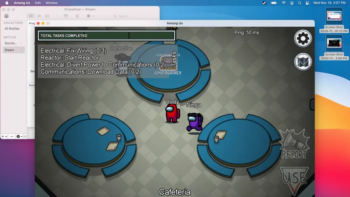 iMac M4 running Among Us game showing smooth gameplay