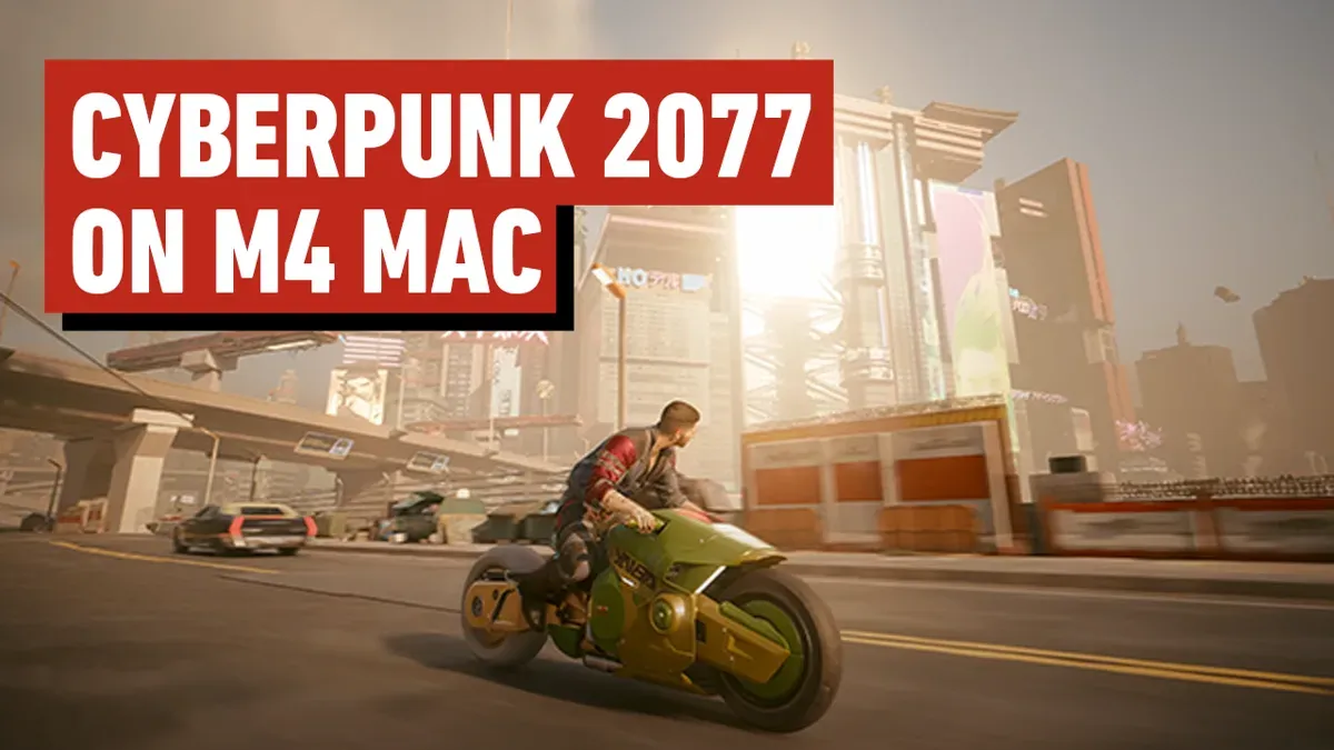 iMac M4 running Cyberpunk 2077 game showing gameplay on screen