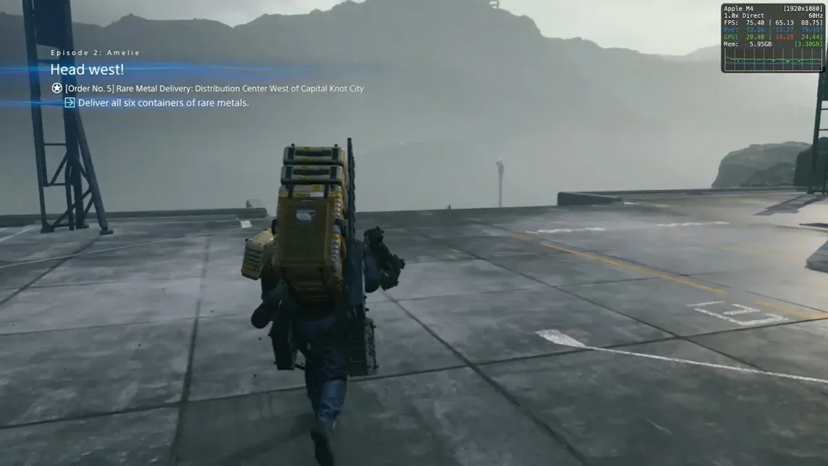 iMac M4 displaying Death Stranding game screen showing gameplay