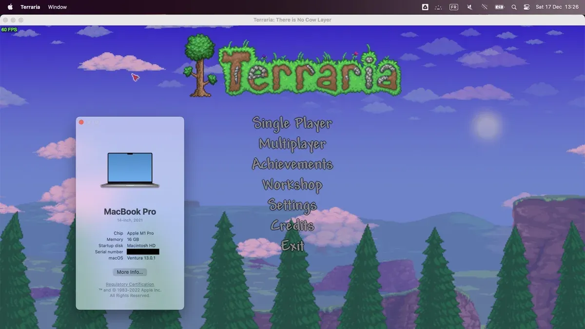 iMac M4 running Terraria game showing smooth gameplay on screen