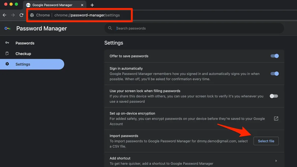 How to import passwords from Chrome in Passwords app shown on MacBook screen with iPhone on desk